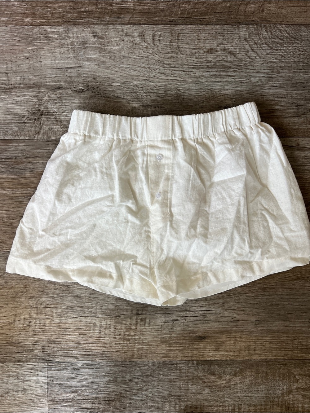 Artless Forever Cotton Linen Blend Shorts in Cream